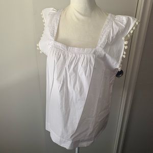 J. Crew Top w/Pom Pom Trim